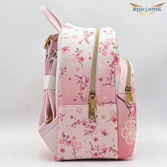 Loungefly Disney Stitch & Scrump Cherry Blossoms Pink Mini Backpack Bag New - Picture 5 of 7